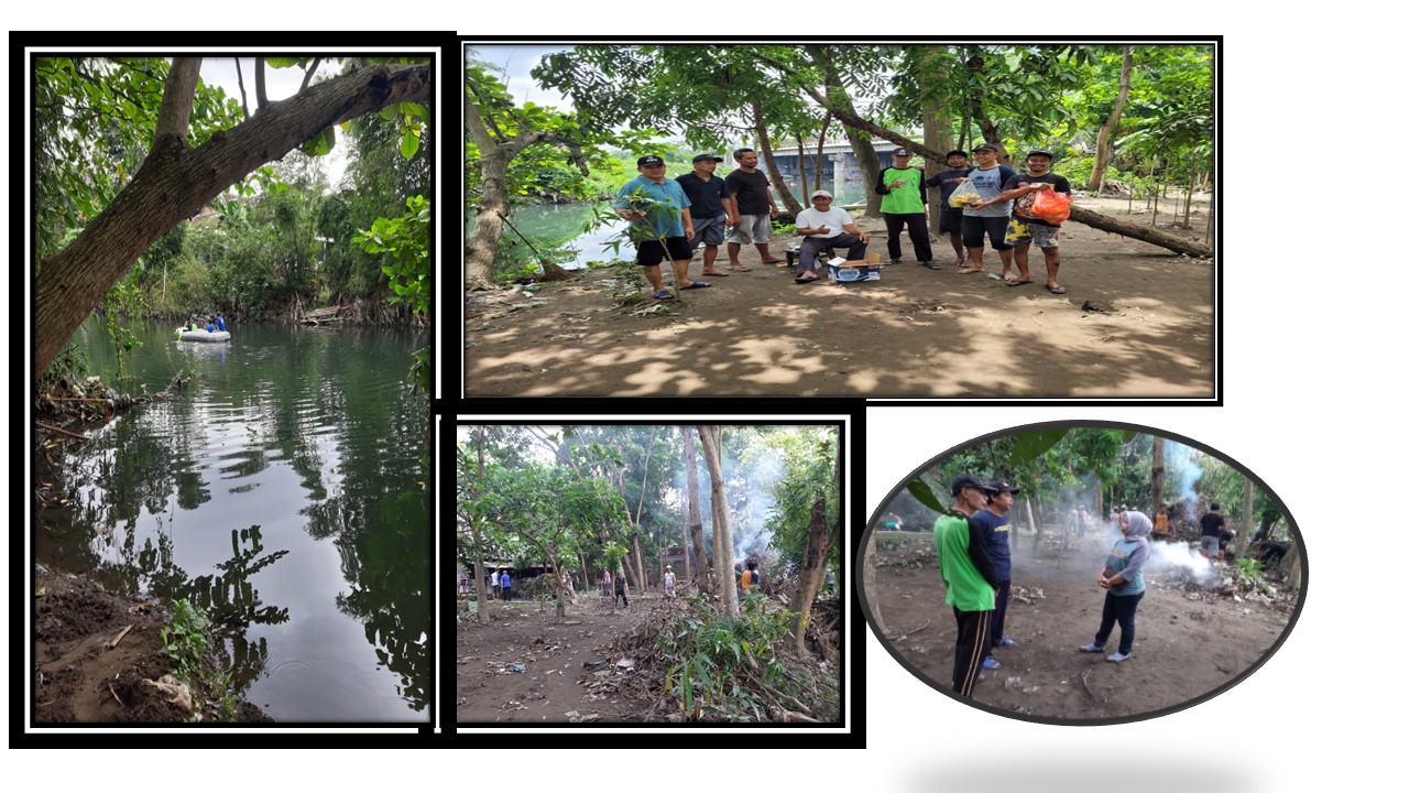 Foto kegiatan kerja bakti di pinggiran sungai Gajah Wong pada tanggal 16 Oktober 2022